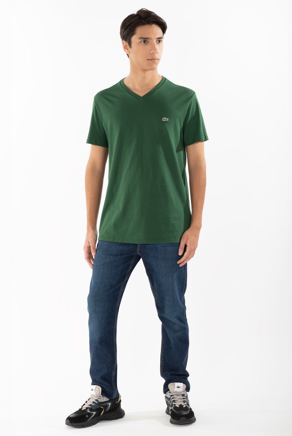 LACOSTE - Polera Manga Corta Cuello V Hombre Lacoste