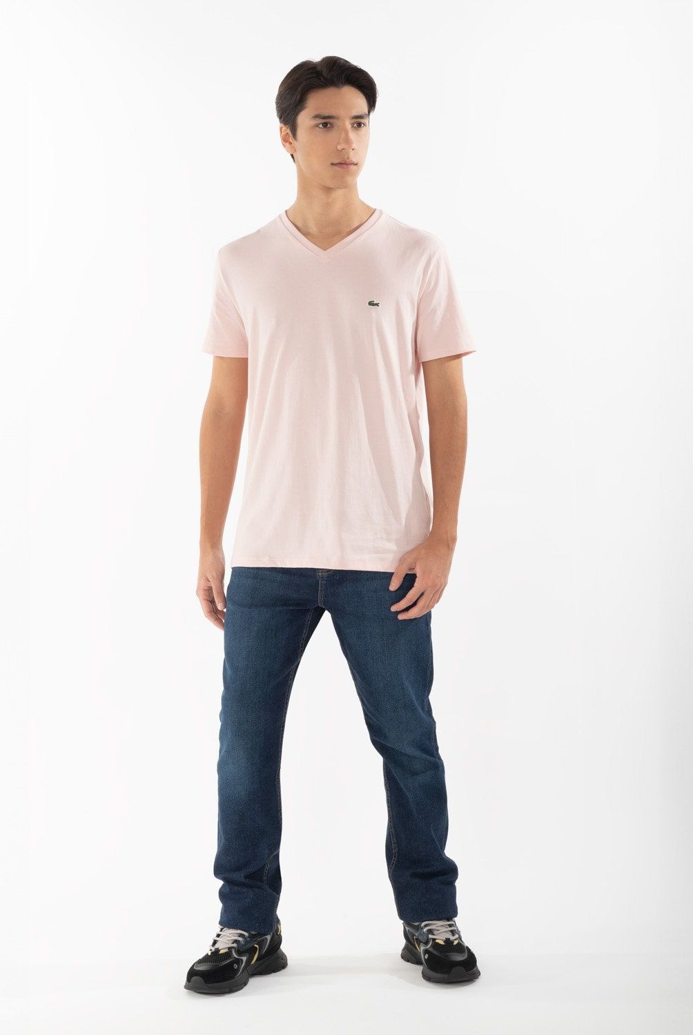 LACOSTE - Polera Manga Corta Cuello V Hombre Lacoste