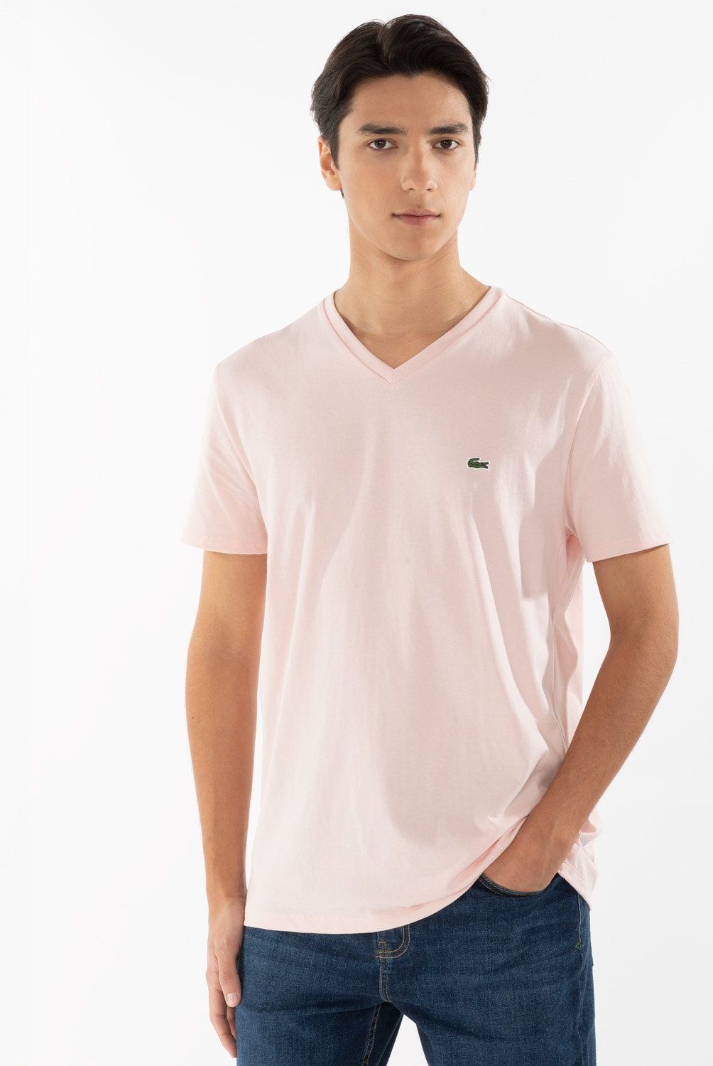 LACOSTE - Polera Manga Corta Cuello V Hombre Lacoste