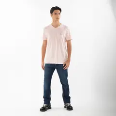 LACOSTE - Polera Manga Corta Cuello V Hombre