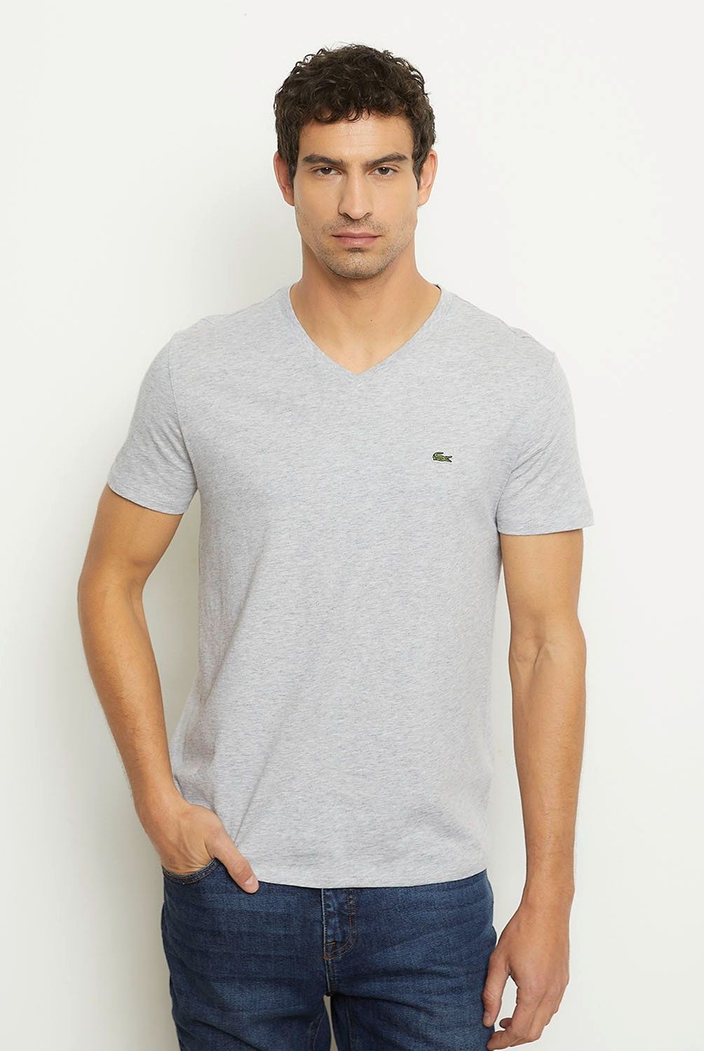 LACOSTE - Polera Manga Corta Cuello V Hombre Lacoste