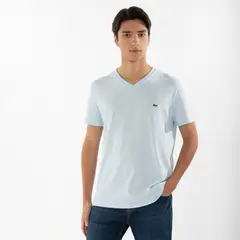 LACOSTE - Polera Manga Corta Cuello V Hombre