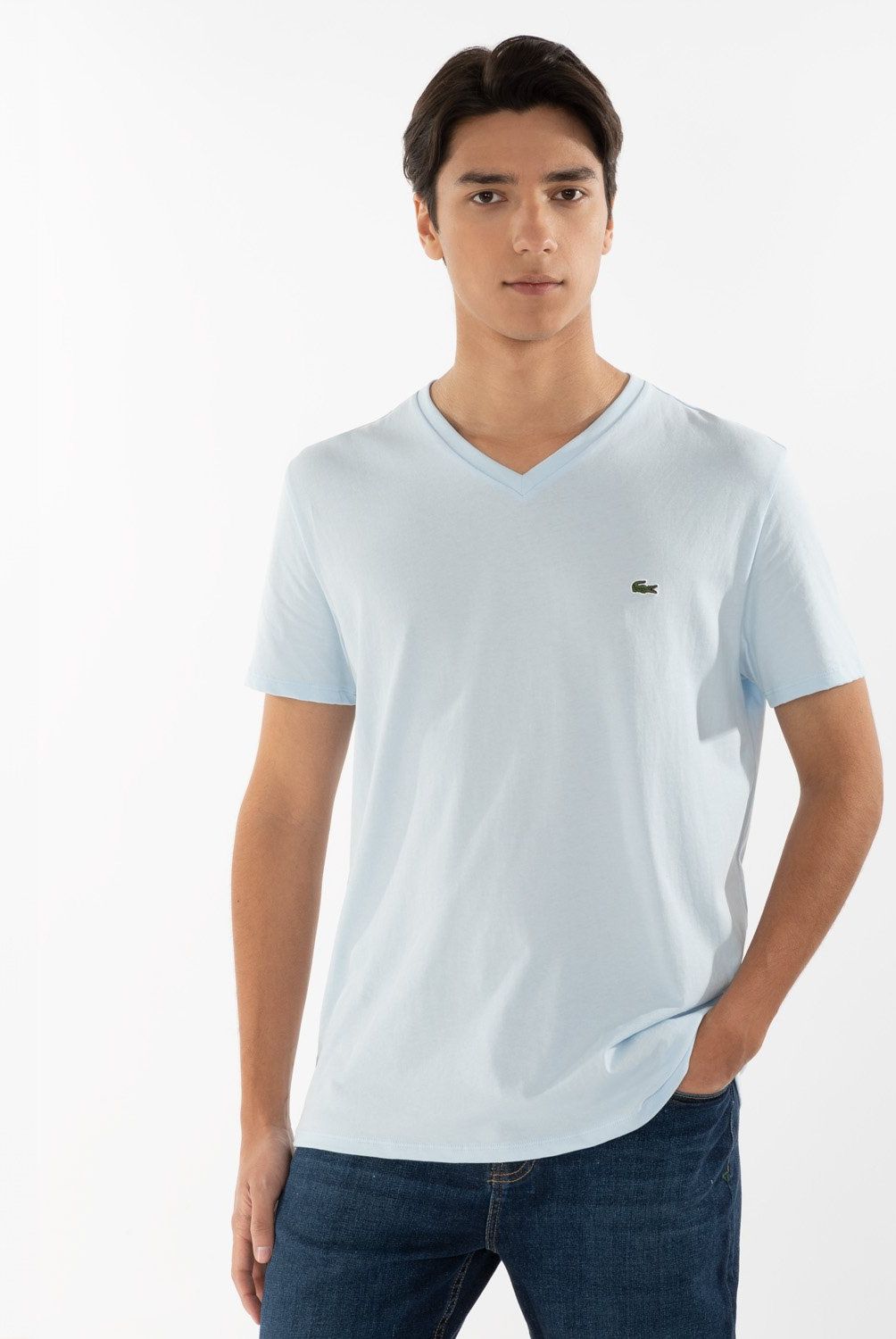 LACOSTE - Polera Manga Corta Cuello V Hombre Lacoste