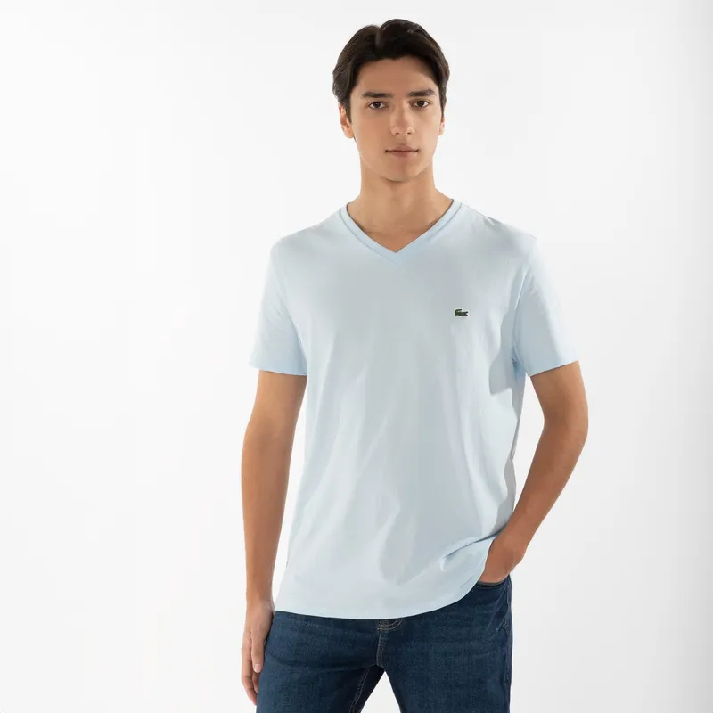 LACOSTE - Polera Manga Corta Cuello V Hombre Lacoste