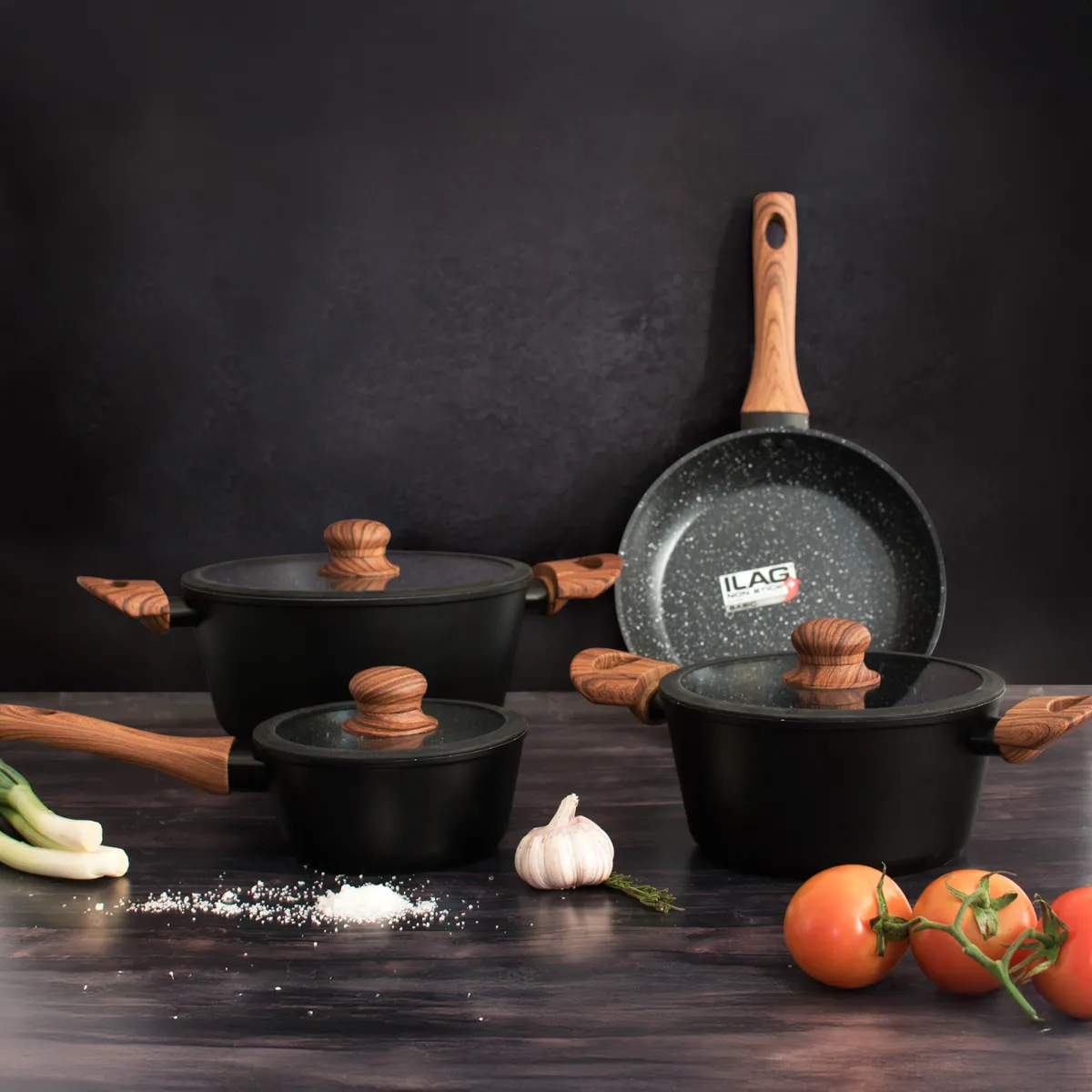 KEEP - Batería De Cocina Antihaderente 7 Piezas Granite Line Keep