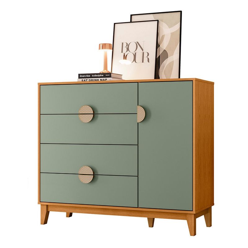 VEKKAHOME - Cómoda Ipe 1 Puerta 4 Cajones Vekkahome
