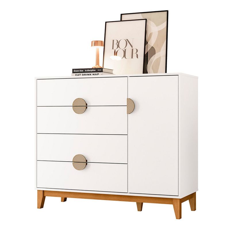 VEKKAHOME - Cómoda Ipe 1 Puerta 4 Cajones Vekkahome