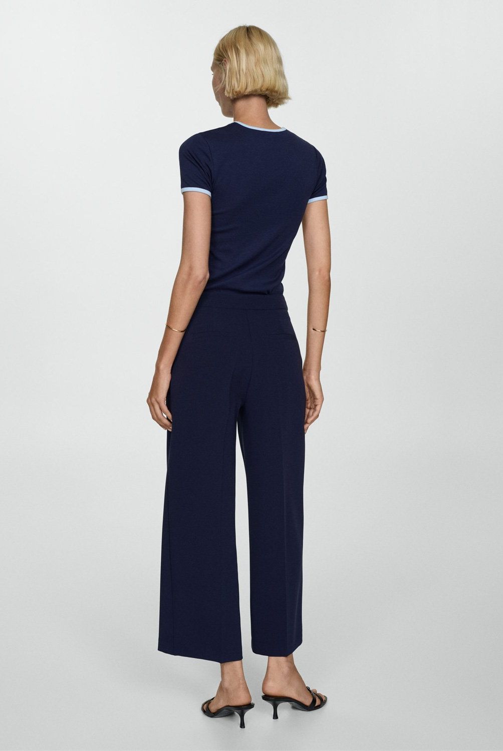 MANGO - Pantalón Recto Botones Mujer Mango
