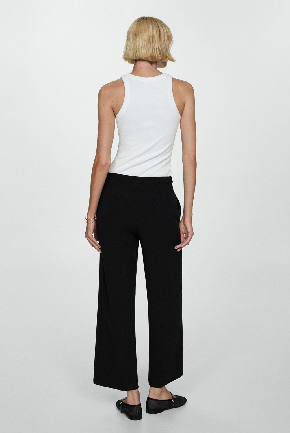 MANGO - Pantalón Recto Botones Mujer Mango