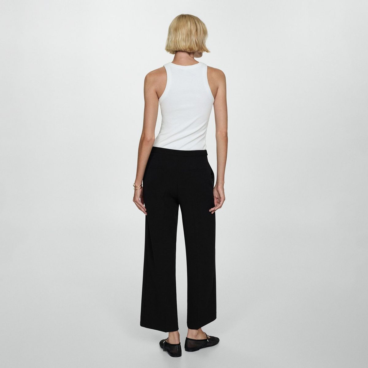 MANGO - Pantalón Recto Botones Mujer Mango