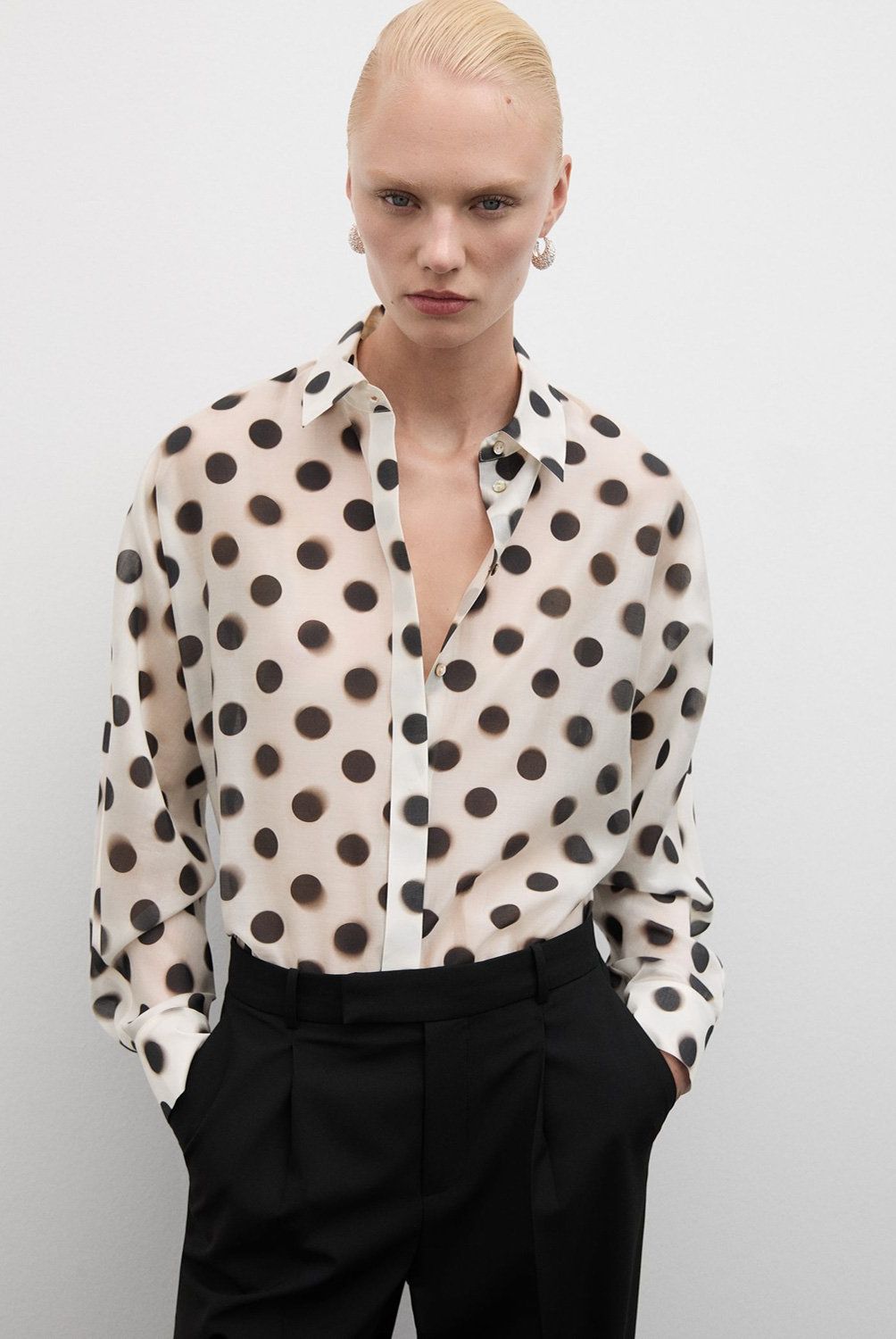 MANGO - Camisa Lyocell Lunares Mujer Mango