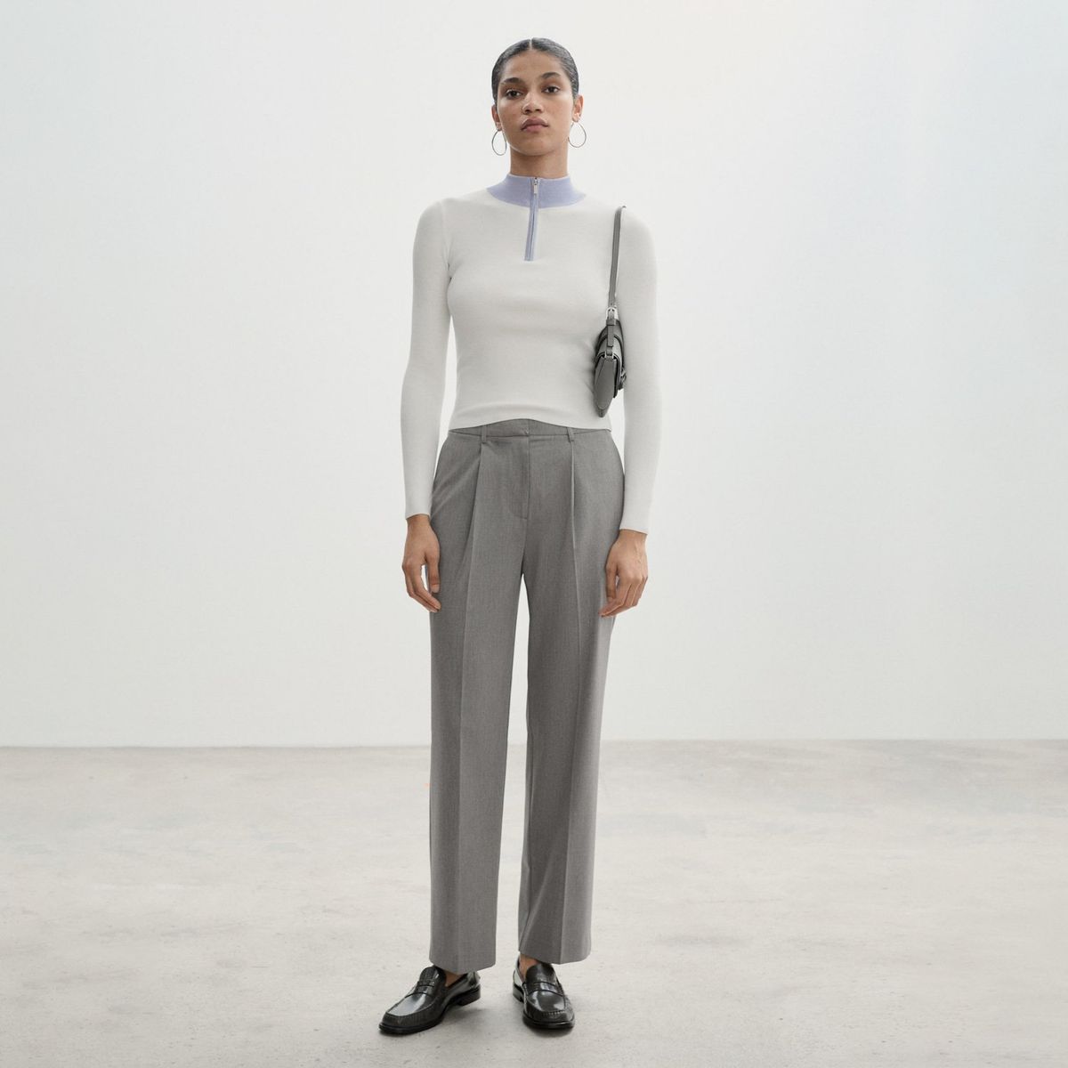 MANGO - Pantalón Recto Pinzas Mujer Mango