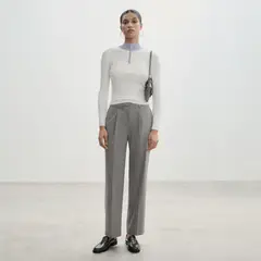 MANGO - Pantalón Recto Pinzas Mujer