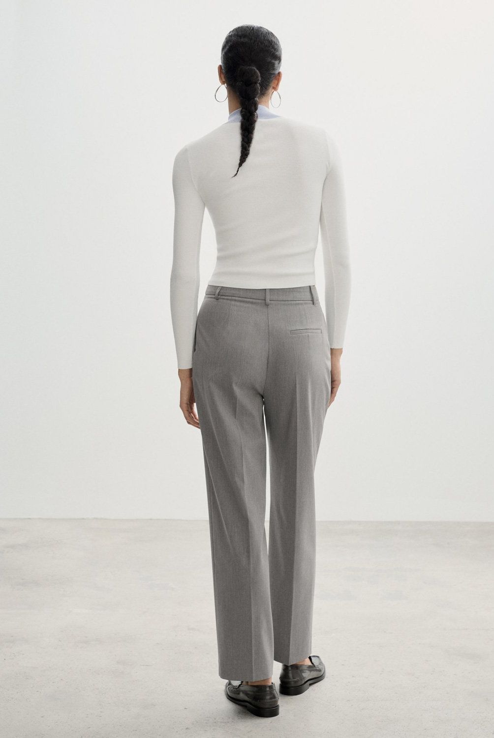 MANGO - Pantalón Recto Pinzas Mujer Mango