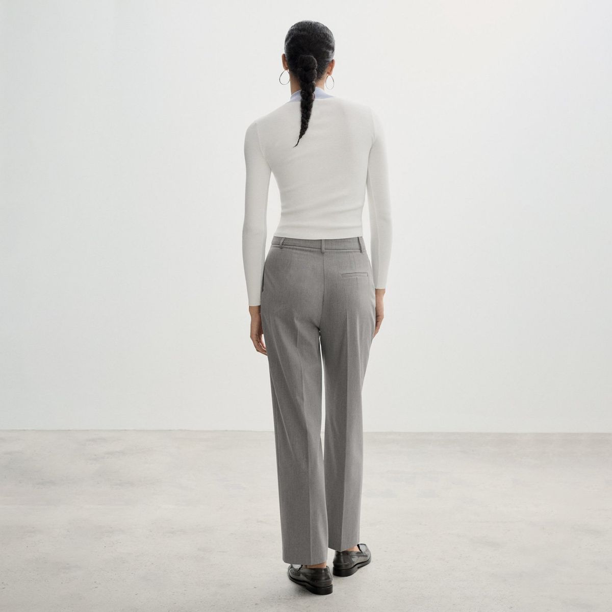 MANGO - Pantalón Recto Pinzas Mujer Mango