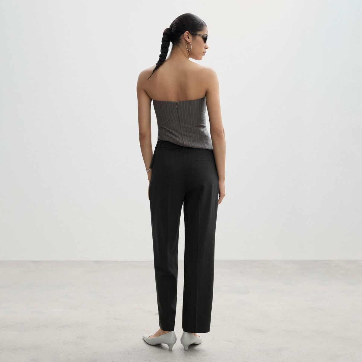 MANGO - Pantalón Recto Pinzas Mujer Mango