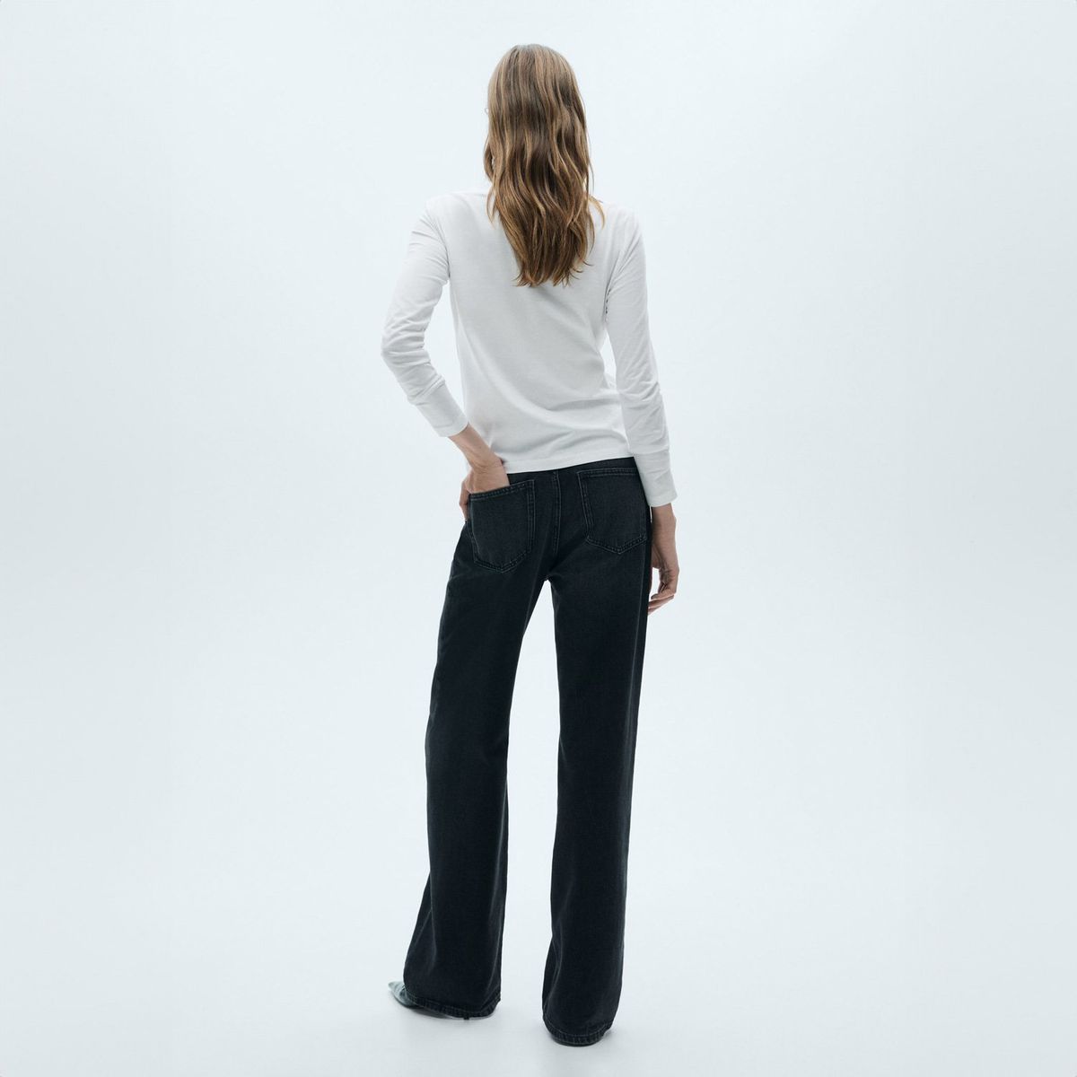 MANGO - Polera Cuello Barco Manga Larga Mujer Mango