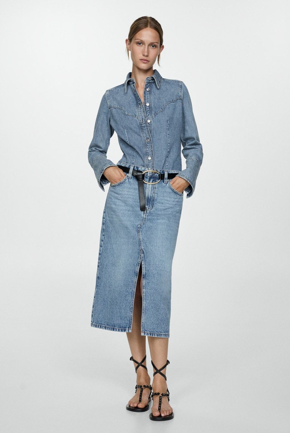MANGO - Falda Midi Vaquera Mujer Mango