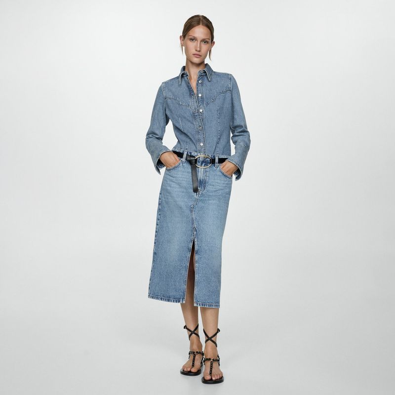 MANGO - Falda Midi Vaquera Mujer Mango