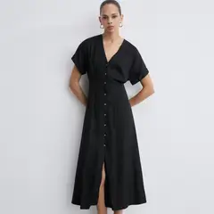 MANGO - Vestido Evasé Botones Mujer