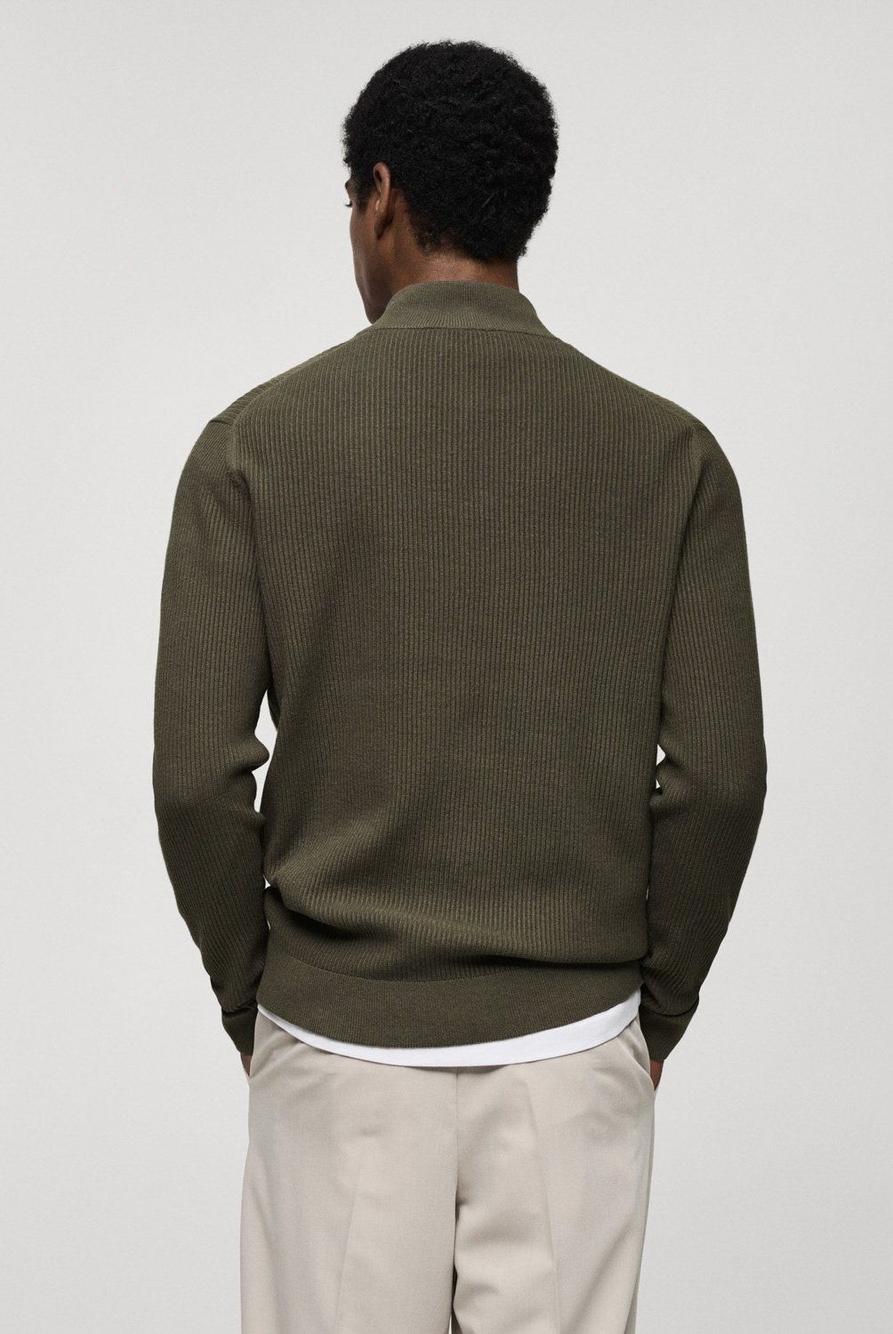MANGO MAN - Sweater Canalé Cuello Perkins Cremallera Hombre Mango Man