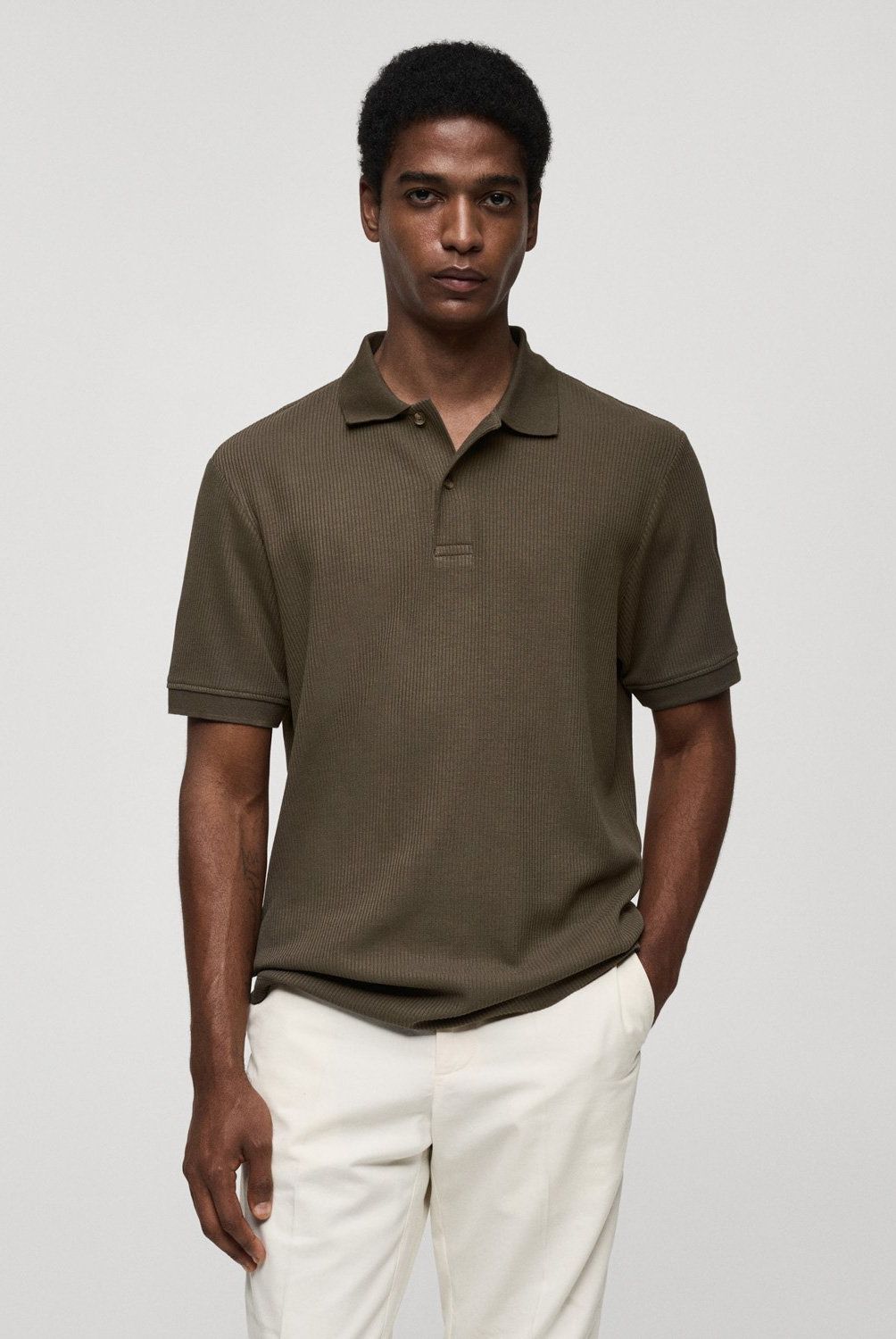MANGO MAN - Polo Punto Algodón Canalé Hombre Mango Man
