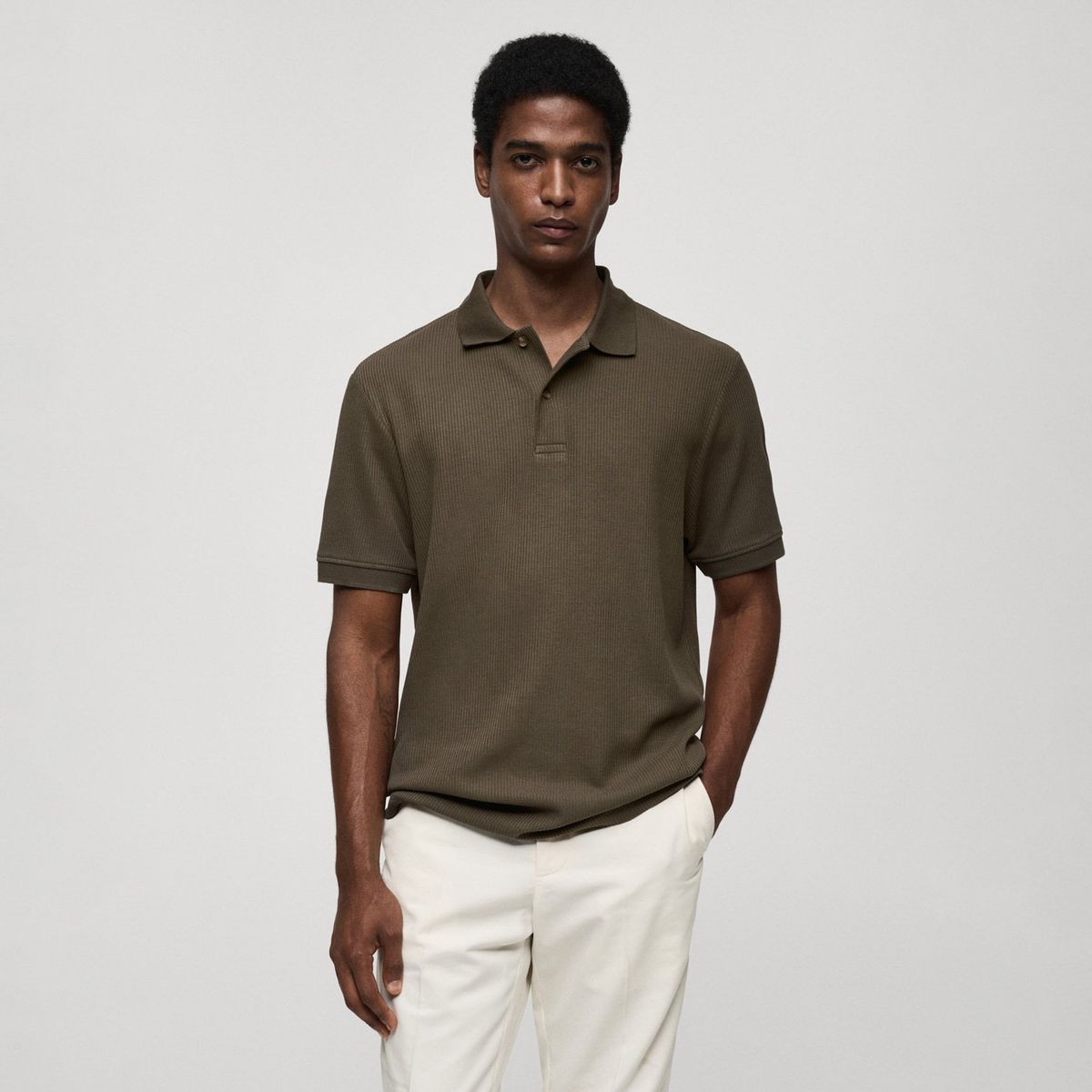 MANGO MAN - Polo Punto Algodón Canalé Hombre Mango Man
