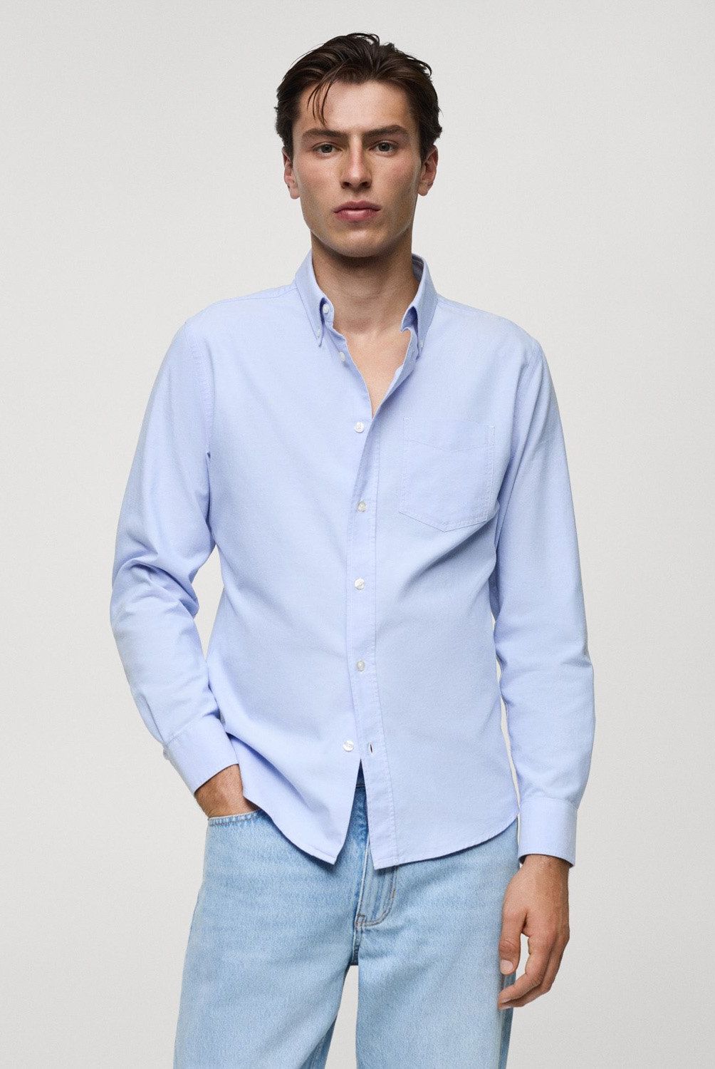 MANGO MAN - Camisa Regular Fit Oxford Algodón Hombre Mango Man