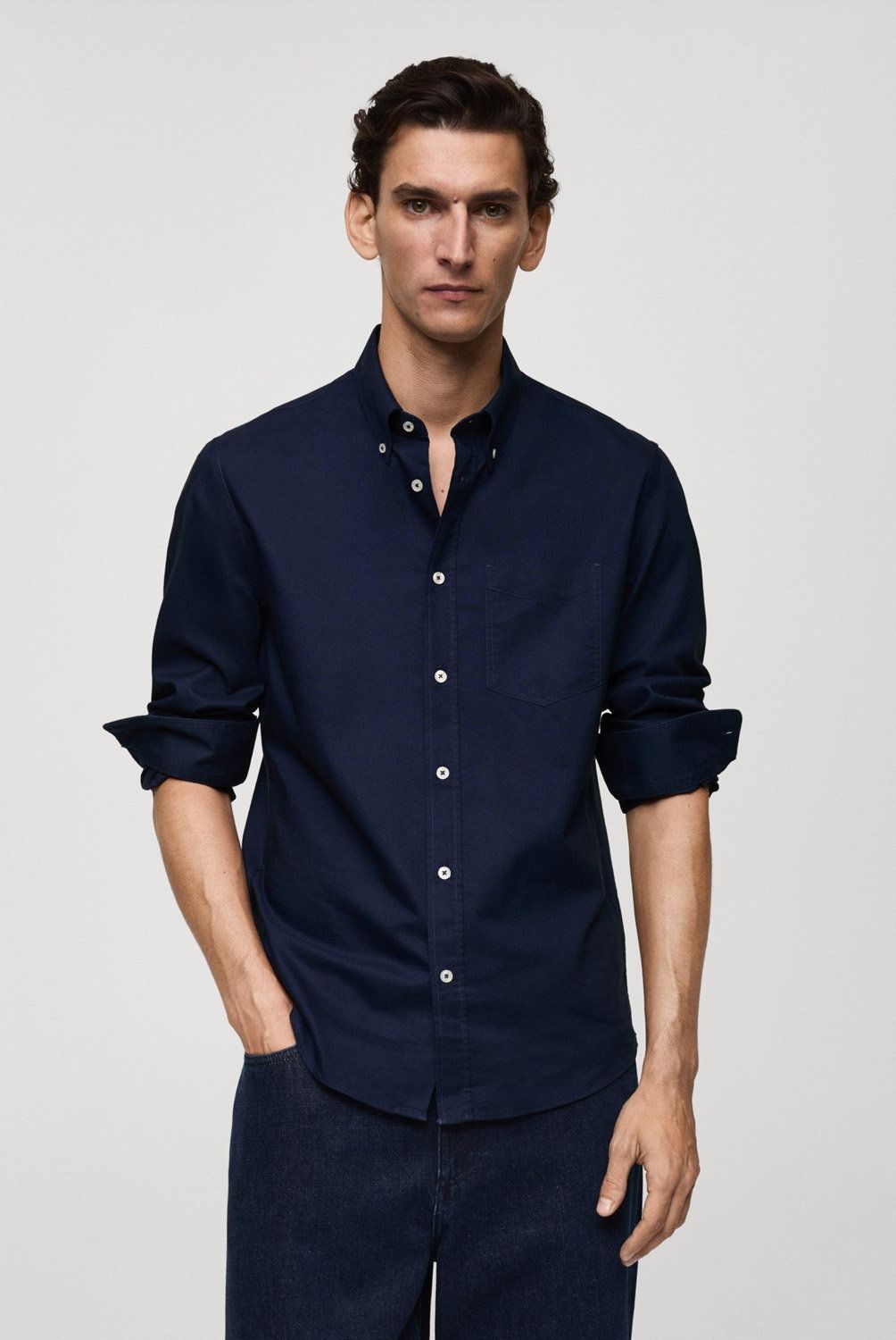 MANGO MAN - Camisa Regular Fit Oxford Algodón Hombre Mango Man