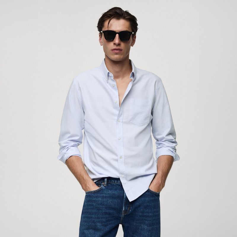MANGO MAN - Camisa Kodak Regular Fit 100% Algodón Rayas Hombre Mango Man
