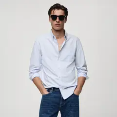 MANGO MAN - Camisa 100% Algodón Rayas Kodak Hombre