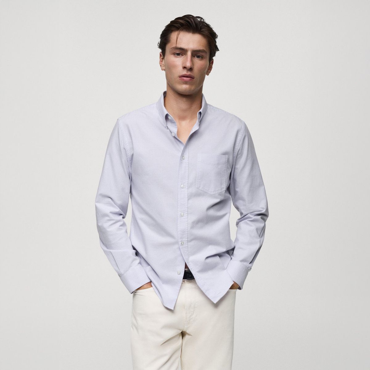 MANGO MAN - Camisa Kodak Regular Fit 100% Algodón Rayas Hombre Mango Man