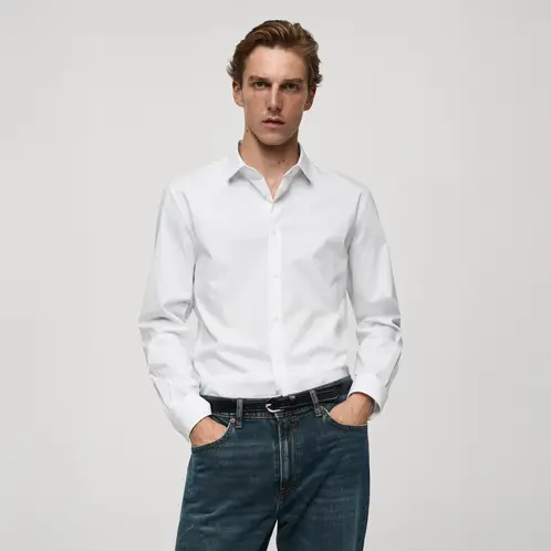 MANGO MAN - Camisa Regular Fit Algodón Stretch Hombre