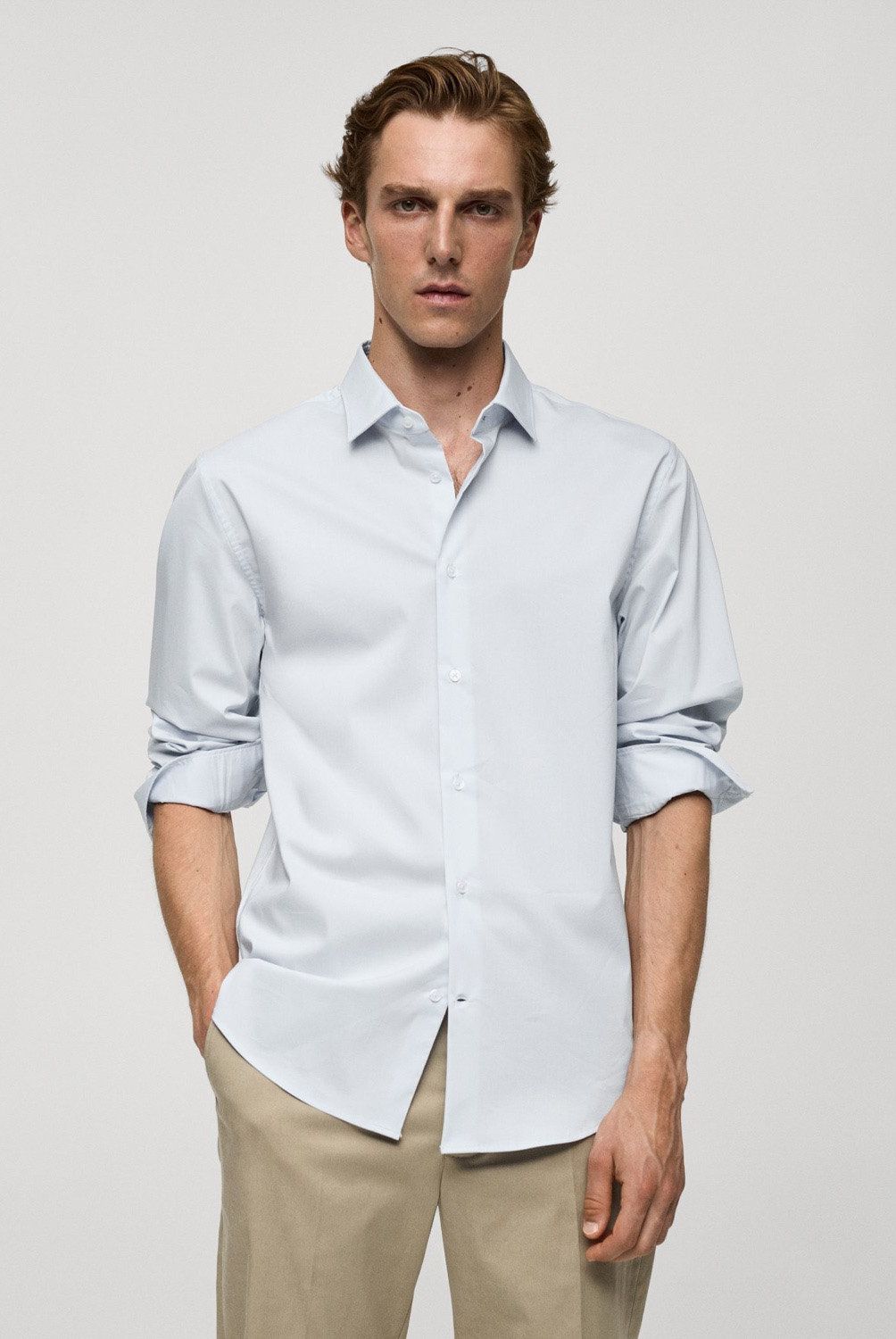 MANGO MAN - Camisa Regular Fit Algodón Stretch Hombre Mango Man