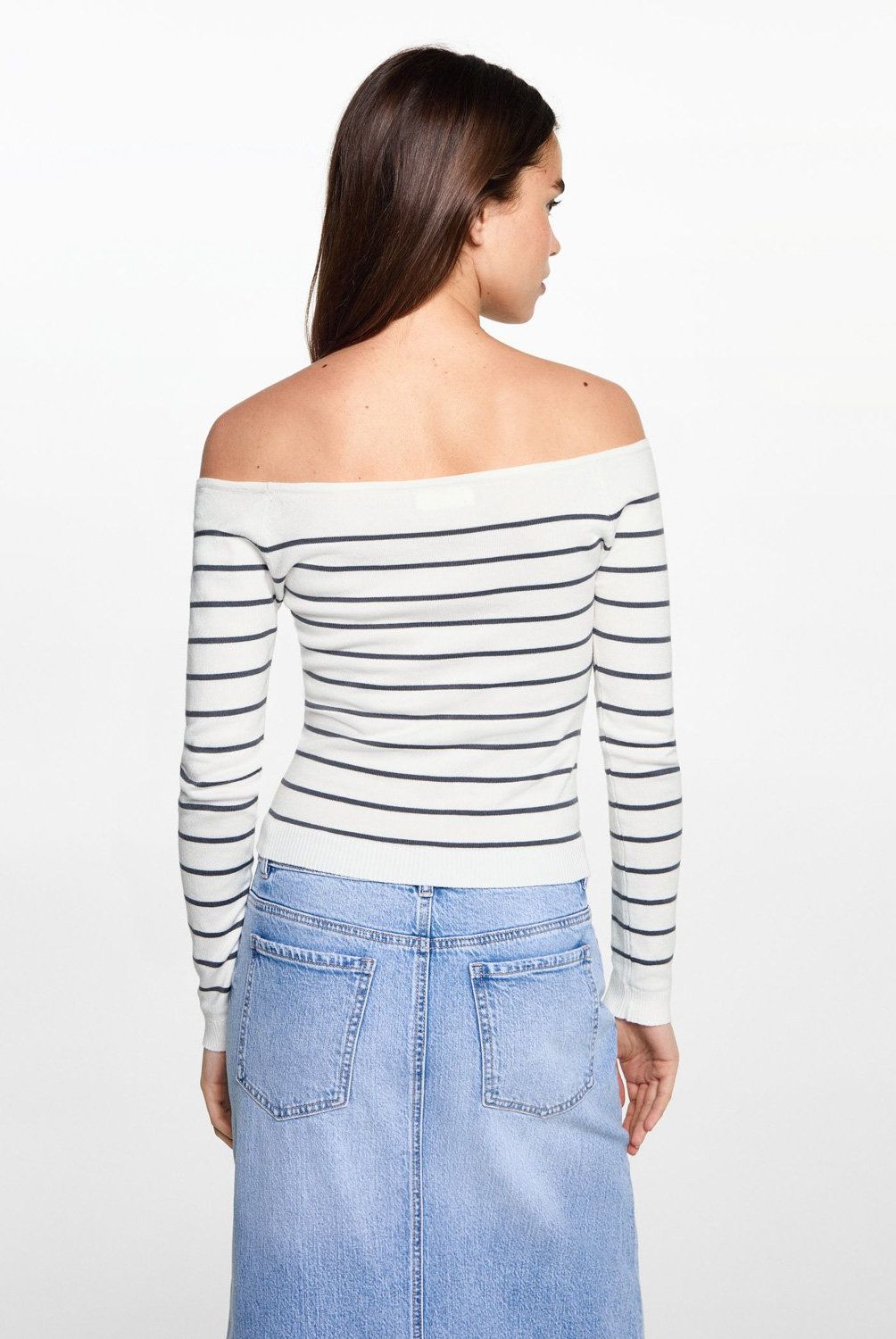 MANGO TEEN - Sweater Cuello Barco Rayas Mujer Mango Teen