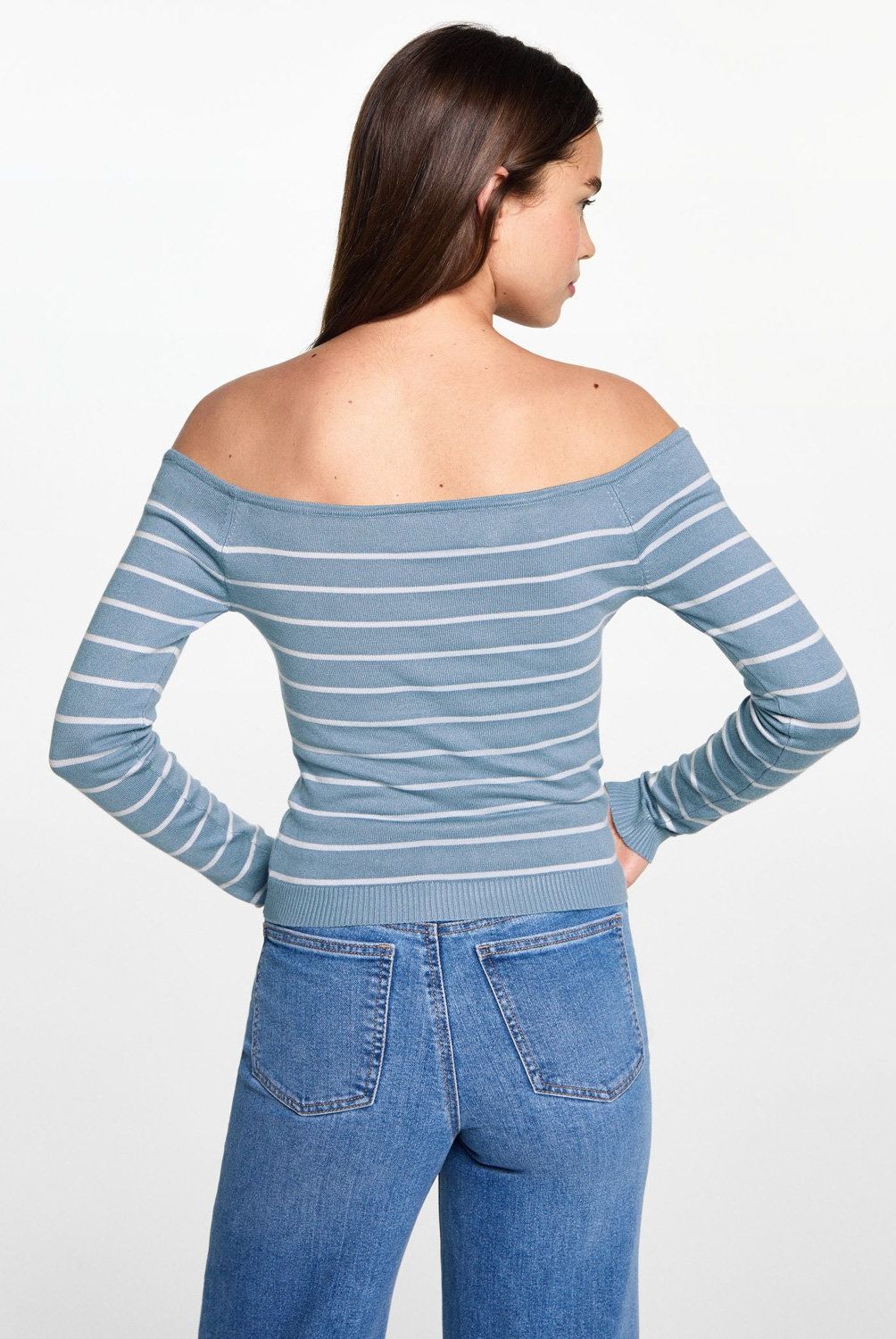 MANGO TEEN - Sweater Cuello Barco Rayas Mujer Mango Teen