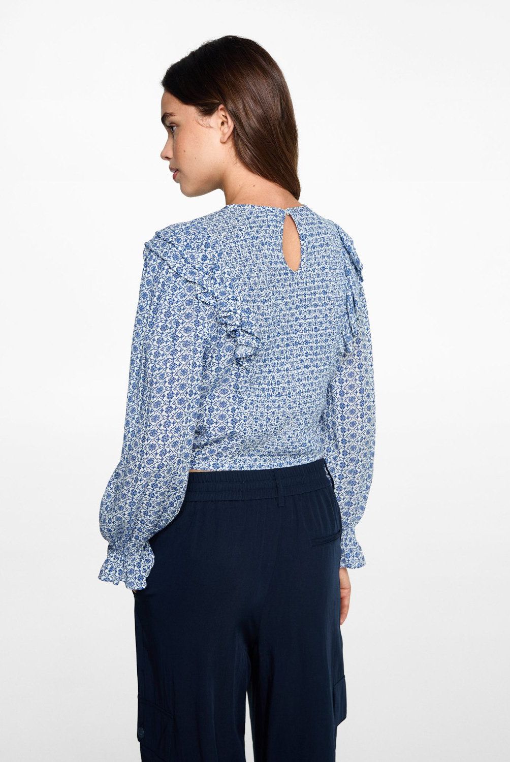 MANGO TEEN - Blusa Estampada Volantes Mujer Mango Teen