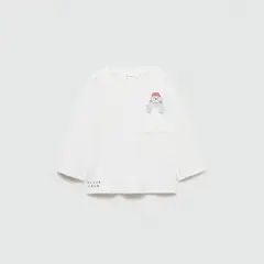 MANGO KIDS - Polera Algodón Detalle Bordado Bebé Niño