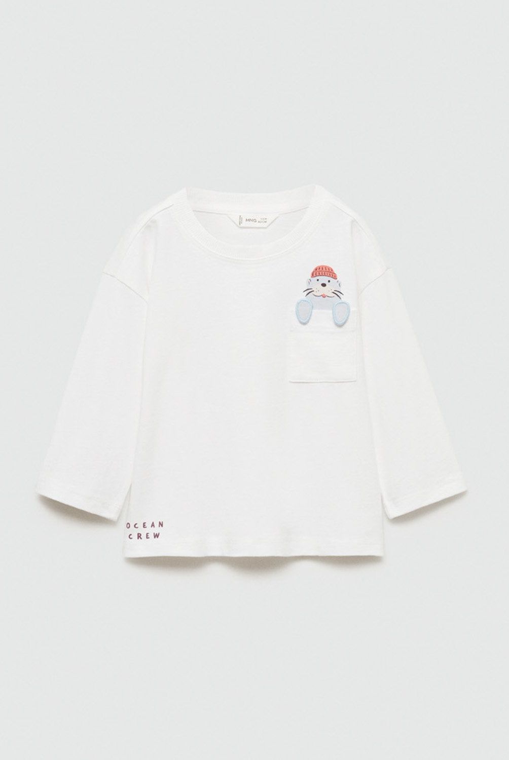 MANGO KIDS - Polera Algodón Detalle Bordado Bebé Niño Mango Kids