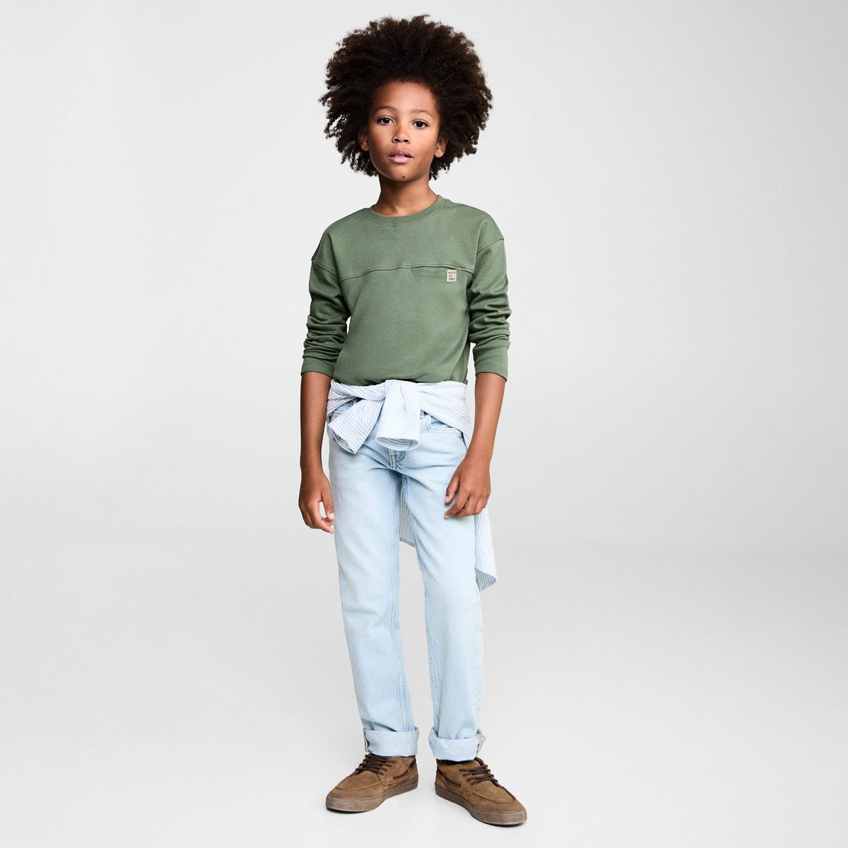 MANGO KIDS - Polera Algodón Manga Larga Niño Mango Kids