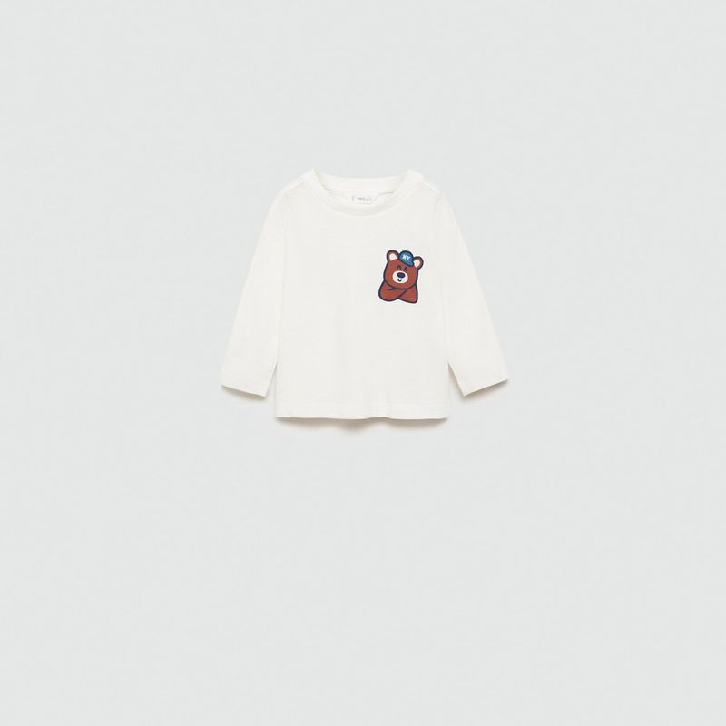 MANGO KIDS - Polera Estampada Oso Bebé Niño Mango Kids