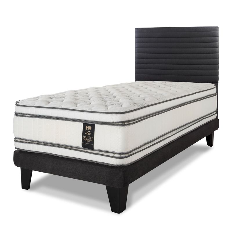 FLEX - Cama Europea Majesty 1.5 Plaza Box + Respaldo Modern Flex