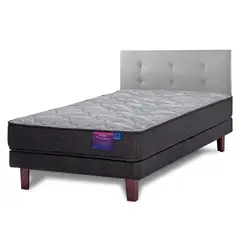 FLEX - Cama Europea Therapedic Plus 1.5 Plaza + Respaldo Royal Gris