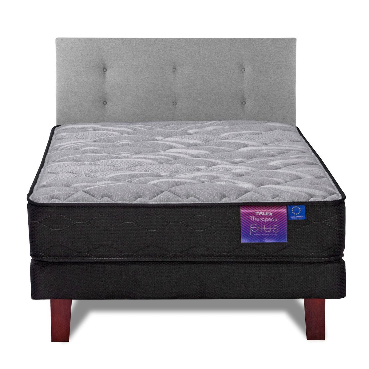 FLEX - Cama Europea Therapedic Plus 1.5 Plazas x 2.00mt  + Respaldo Flex
