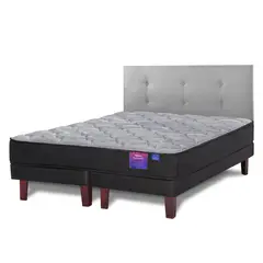 FLEX - Cama Europea Therapedic Plus 2 Plazas + Respaldo Royal Gris