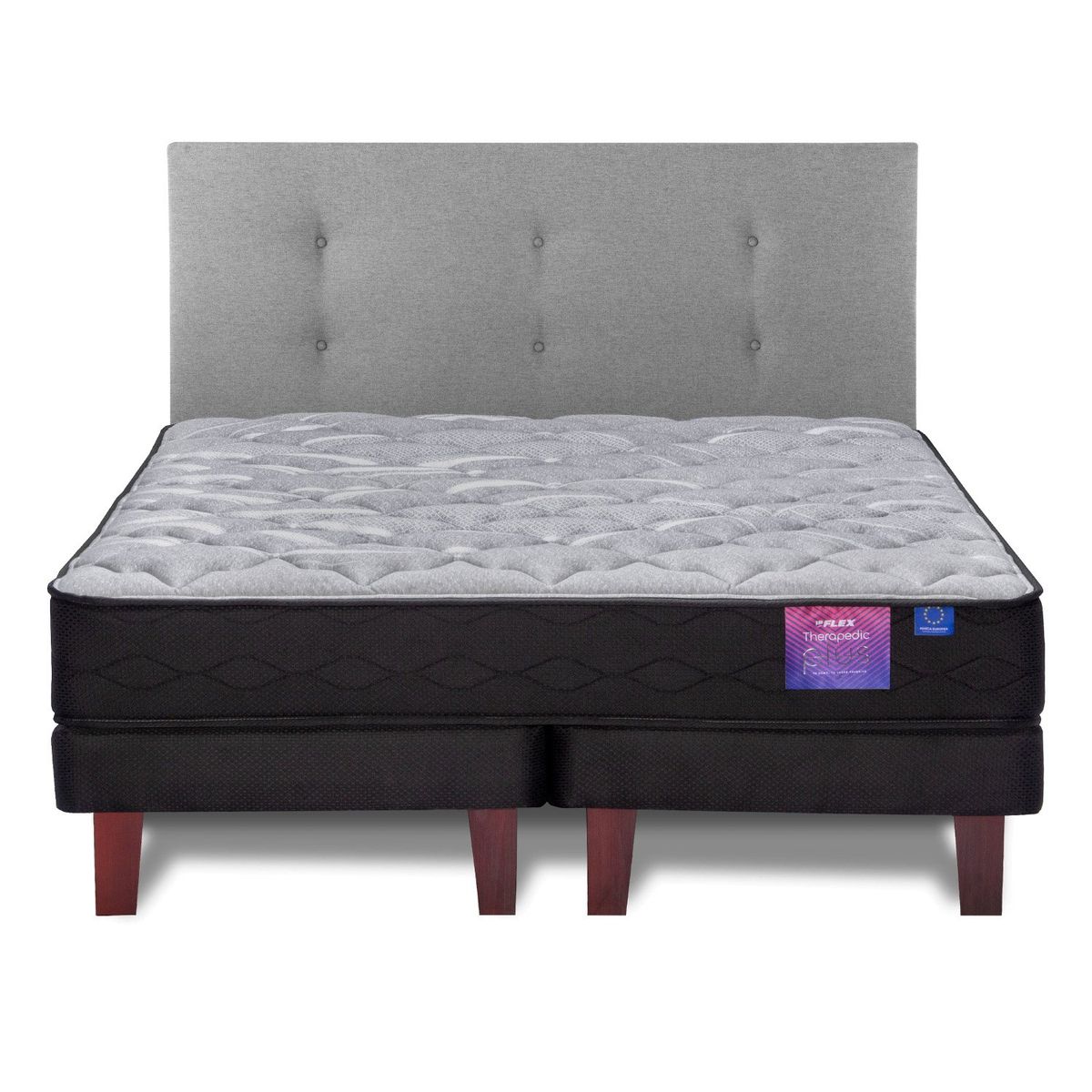 FLEX - Cama Europea Therapedic Plus 2 Plazas 150X200 Cm + Respaldo Royal Flex