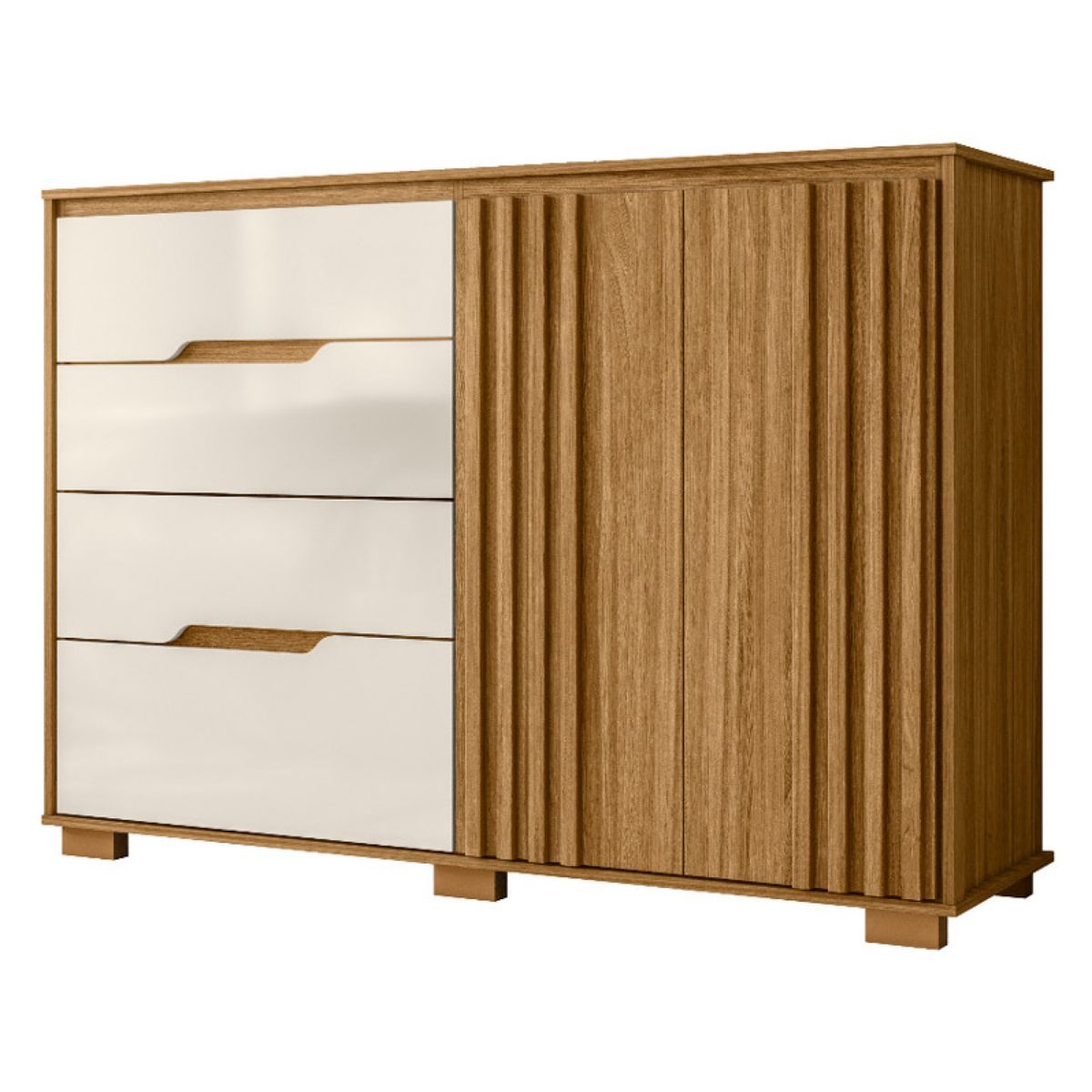 ALTAVISION - Cómoda Texas 2 Puertas 4 Cajones Freijo White Altavisión