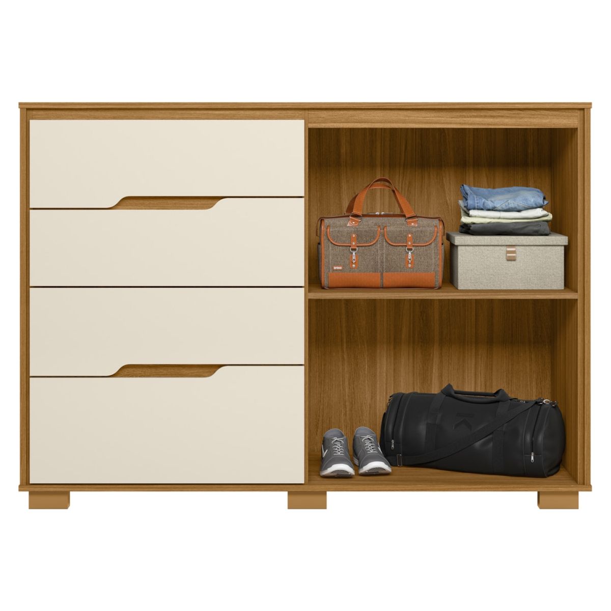 ALTAVISION - Cómoda Texas 2 Puertas 4 Cajones Freijo White Altavisión