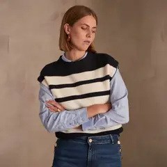MAISON 123 - Chaleco Sin Mangas Rayas Mujer