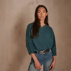 MAISON 123 - Blusa Manga Larga 100% Algodón Mujer